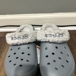 CROCS Light Gray Clogs with Plush Lining